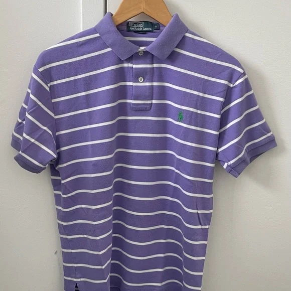 white polo shirt with purple horse